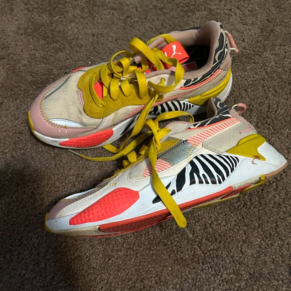 PUMA RS-X Unexpected Mixes Sneaker Zebra Pink Yellow Lace Up‎ Women's Size 10 - Picture 3 of 8